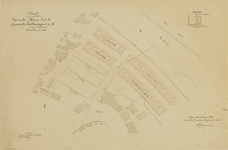 216073 Kaart van het terrein tussen de Kruisvaart / Stadsbuitengracht / Jeremiesteeg te Utrecht; met weergave van het ...